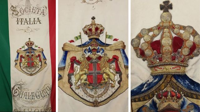 Detalles de los bordados del banderas&nbsp; centenarias.