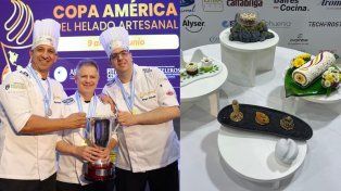 La delegación argentina de maestros heladeros ganó la Copa América del Helado Artesanal. Hicieron seis elaboraciones bajo la temática “Divina Terra”.