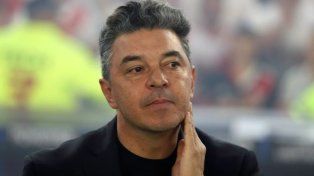 Gallardo y un gesto de descontento que lo tuvo durante todo el partido.