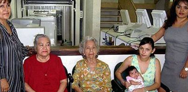 Incre&iacute;ble caso de una beba a la que cuidan cinco generaciones de mujeres de su familia
