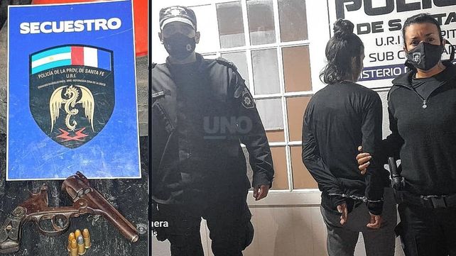 La mujer quedó detenida tras intentar asaltar a un hombre en la Ruta Provincia 1. La moto y un revólver que llevaba quedaron incautados