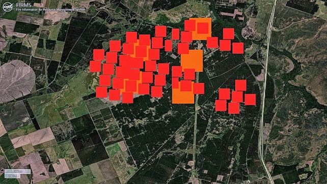 Trabajan para controlar un gran incendio frente al Palmar