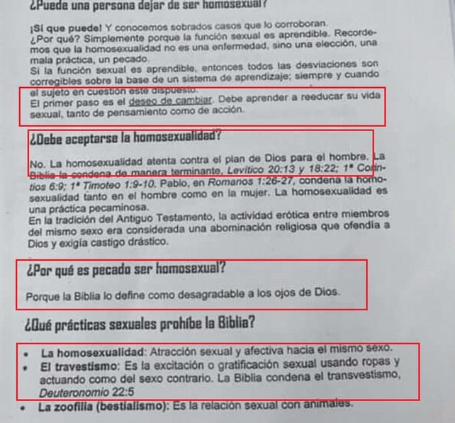 Homofobia en Paraná: El Instituto Cristiano Evangélico Bautista reparte una guía para tratar homosexuales