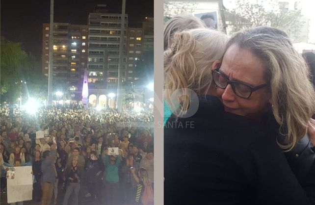 Las dos imágenes de la tarde. La multitudinaria marcha en Plaza de Mayo y el dolor de la madre de Julio Cabal