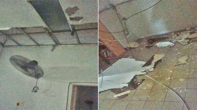 El religioso de Concordia estaba mirando televisión y casi resulta herido por la caída de la instalación. Piden colaboración para encarar los arreglos