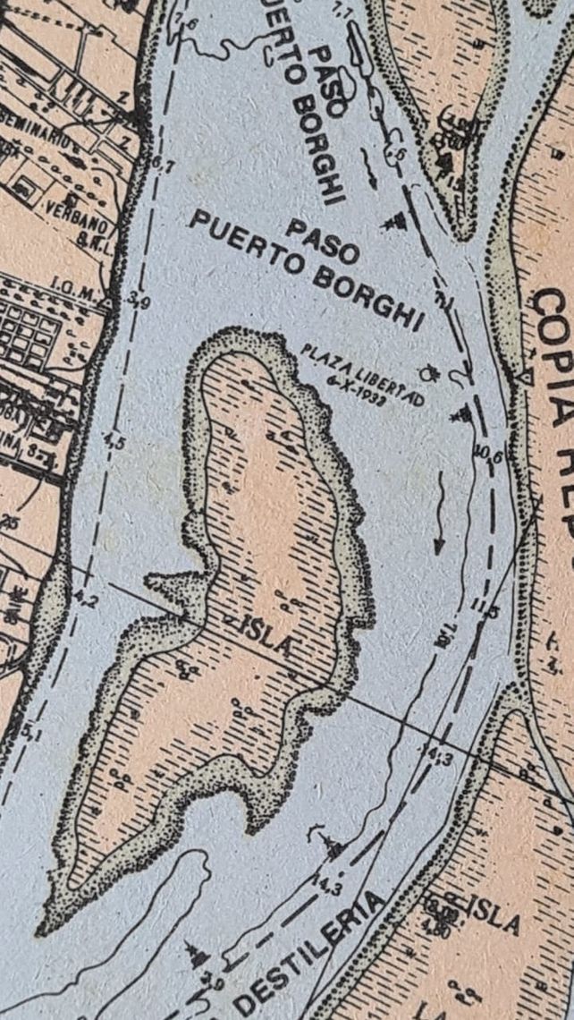 En la vieja cartografía se señalaba el lugar de hundimiento del Plaza Libertad 