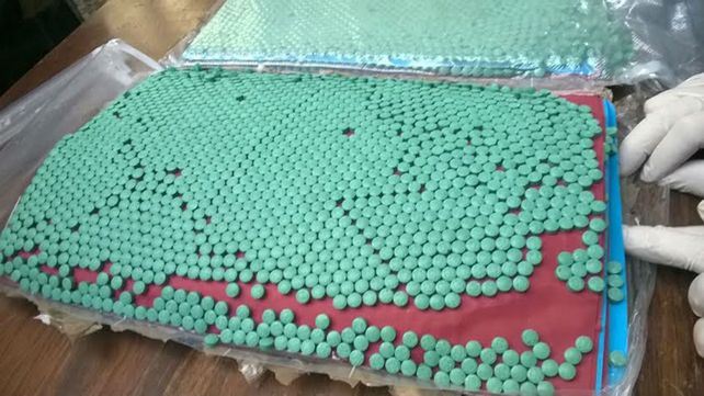 Las pastillas incautadas en la delegación de la Aduana en Paraná.