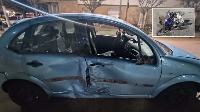 El choque entre el auto y la moto sucedió en ruta 33 y Moreno.