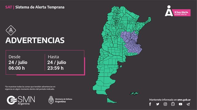 Renuevan la advertencia meteorológica en el sur de Santa Fe por visibilidad reducida por nieblas