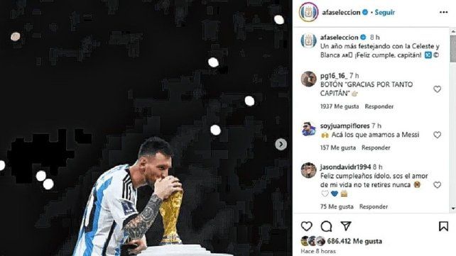 AFA le deseó un Feliz Cumpleaños a Lionel Messi.