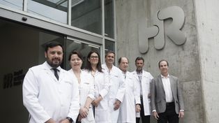De izquierda a derecha: Franco Della Vedova, Victoria Rucci, Valeria López, Ignacio Moreno y Miguel, Hernán y Daniel Slullitel.
