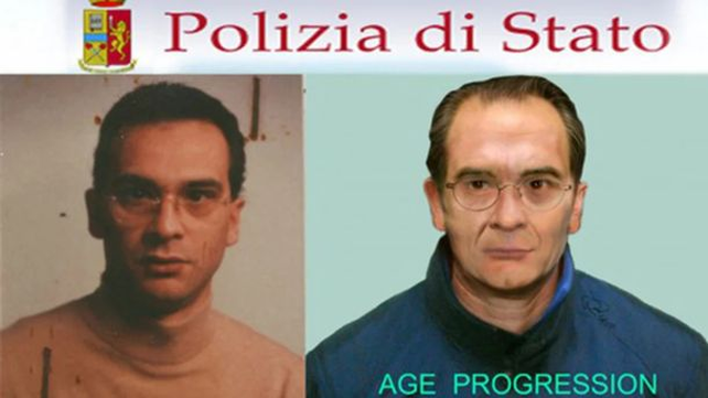 Una de las fotos policiales en las que se simula el envejecimiento del mafioso prófugo.