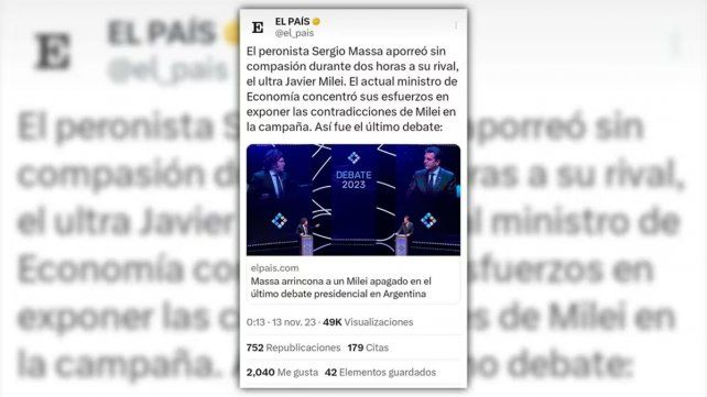 Sergio Massa impuso su agenda y Milei no pudo: así reseñó la prensa internacional el debate&nbsp;