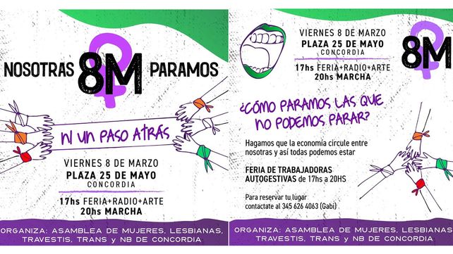 Convocatoria en Concordia por el 8M