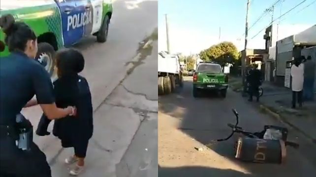 Una mujer policía abriga a Maia tras encontrarla en Luján.