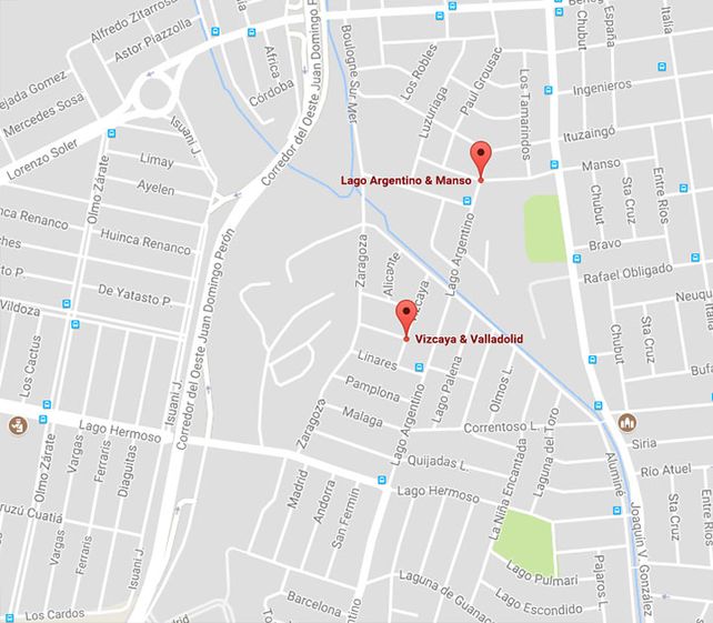 El sitio donde robaron el vehículo y donde lo hallaron