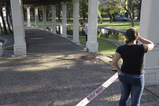Bajo el rosedal. El cuerpo de Sergio Militano apareció tirado al borde del lago que bordea la pérgola del parque.(Sebastián Suárez Meccia / La Capital)