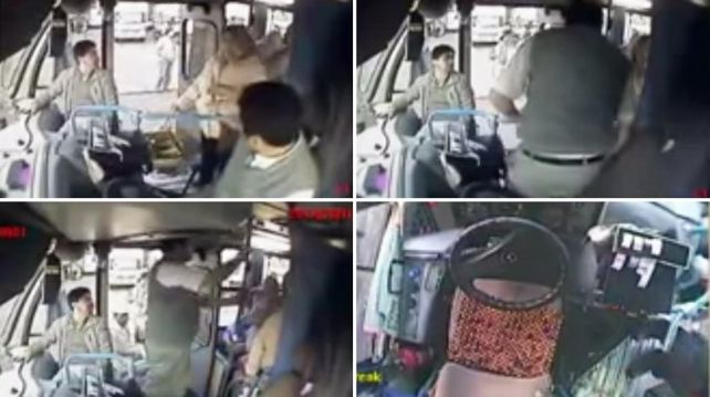 Como nadie se paraba, un colectivero le cedió su asiento a una mujer con un bebé