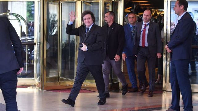 El presidente Javier Milei en el hotel Libertador