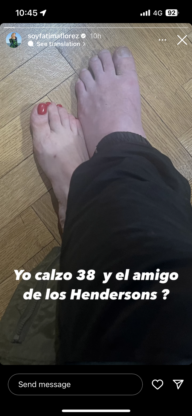 La extraña foto de dos pies que Fátima Florez compartió en sus historias