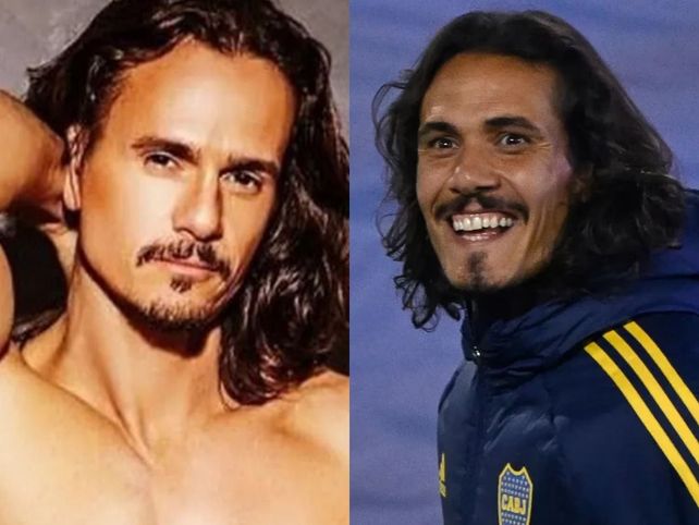 Christian Sancho y Edinson Cavani. El actor rosarino contó la cantidad de situaciones que vive a diario por su parecido con el futbolista uruguayo.