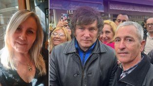 Julia Calleros, Javier Milei y Carlos Damasco.