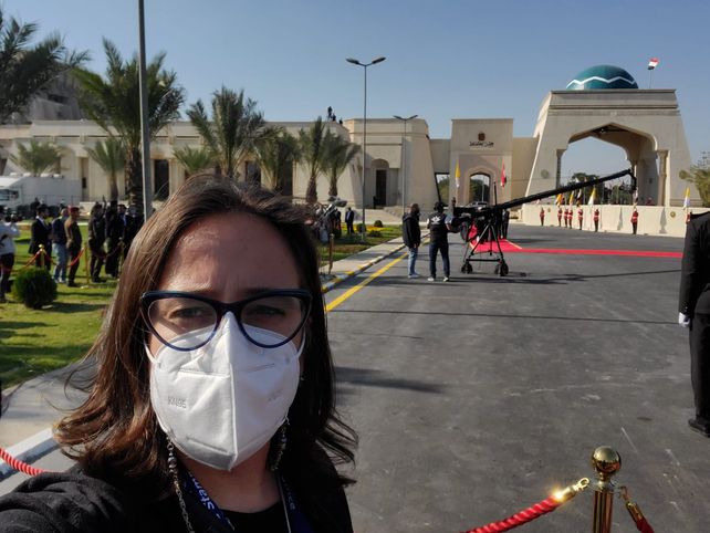 La periodista rosarina en Bagdad.