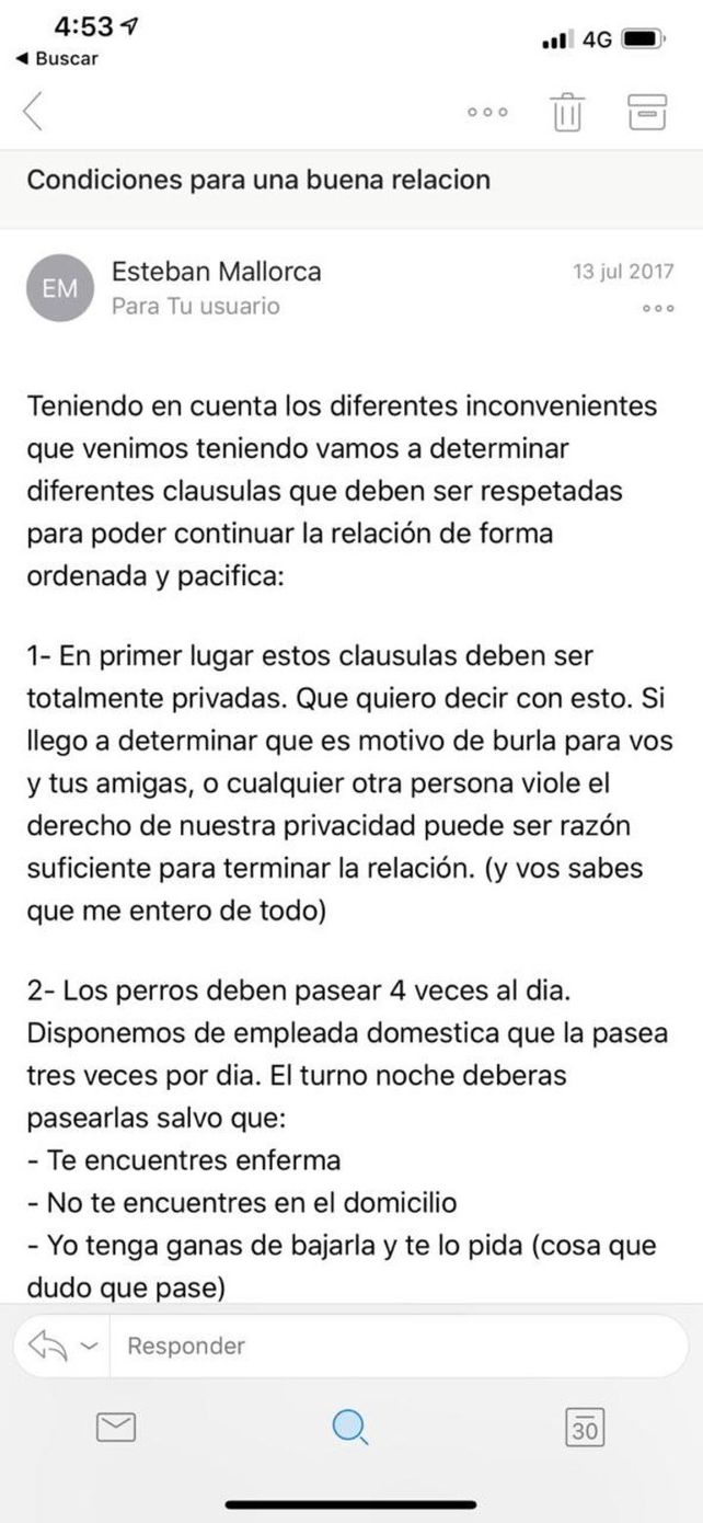 El contrato que Mallorca Tebaldi hacía firmar a sus novias