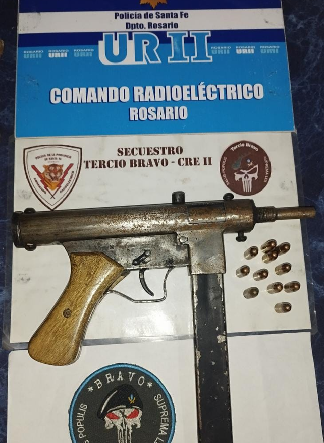 La ametralladora incautada a los sospechosos.&nbsp;