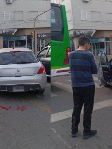 Paraná: un colectivo chocó de atrás a un auto en una esquina semaforizada