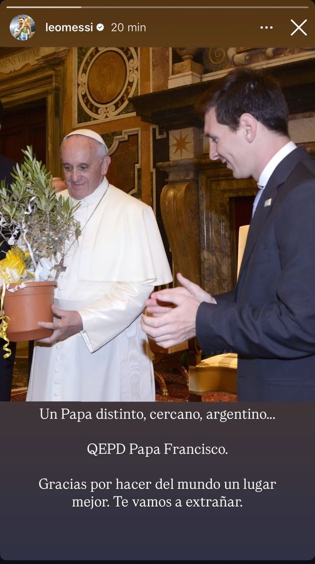 Messi le dedicó un especial mensaje al Papa Francisco a través de sus redes sociales.