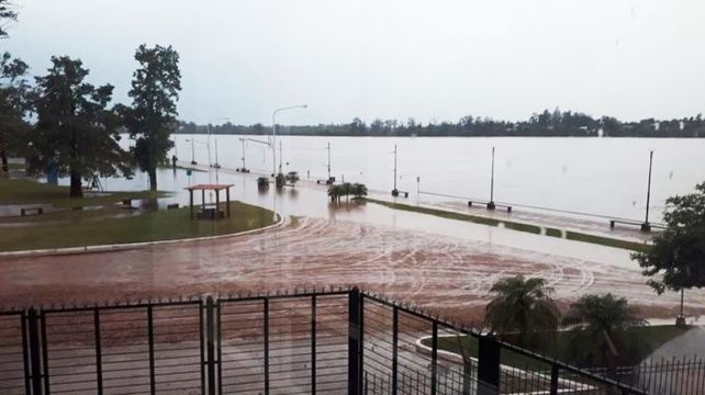 La costanera de Concordia otra vez bajo el agua