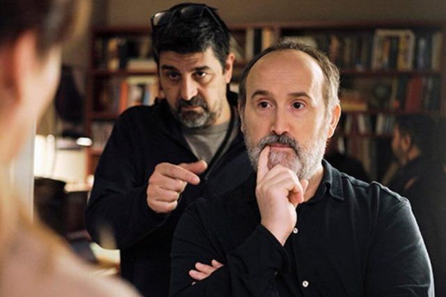 Cesc Gay con Javier Cámara durante el rodaje.