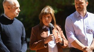 Rodríguez Larreta, Bullrich y Petri, durante el anuncio formalizado este sábado.