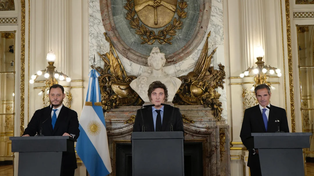 El presidente Javier Milei presentó el Plan Nuclear Argentino junto a Demián Reidel y a Rafael Grossi.