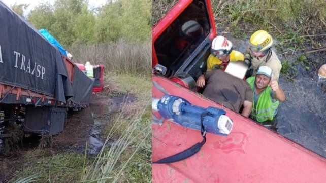 Choque de camiones en la Autovía 12 dejó a un conductor atrapado y herido
