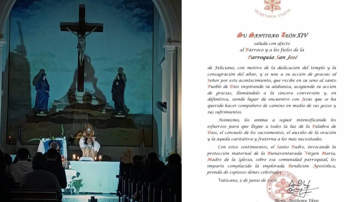 El papa León XIV envió su Bendición Apostólica a la comunidad de San José de Feliciano