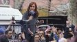 Día movido. Tras la frustrada mediación con Stolbizer, Cristina encabezó actividades en la Villa 31.