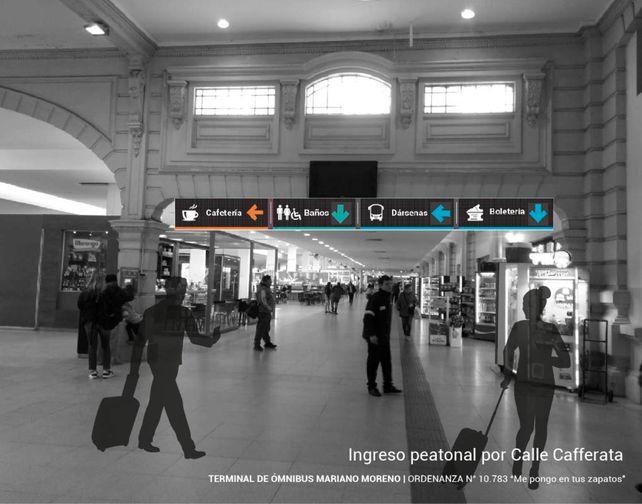 La nueva señalética modernizará los espacios de la Terminal de Ómnibus.