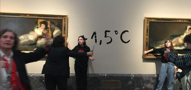 Nuevo ataque de ecologistas: esta vez le tocó a dos Goya en Madrid