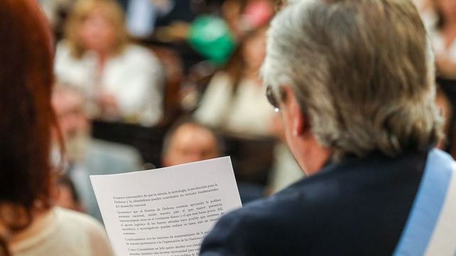 Durante 60 minutos Alberto Fernández habló en el Congreso.