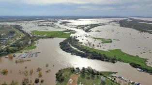 Las costas de Concepción del Uruguay rodeadas de agua (Fotos gentileza Zumdrone).&nbsp;