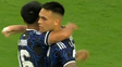 La selección argentina se fue al descanso en ventaja con un gol de Lautaro Martínez