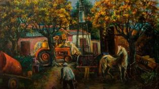 Chacra en Invierno (1968), uno de los oleos de Cochet que se expone en el Museo Murray.