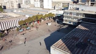 La superficie verde de la plaza Montenegro representa apenas el 10% del total del espacio.