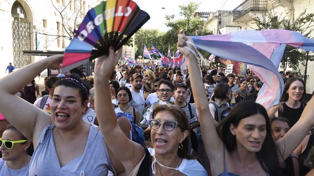 Marcha antifascista: cierre multitudinario con el Monumento a la Bandera de fondo