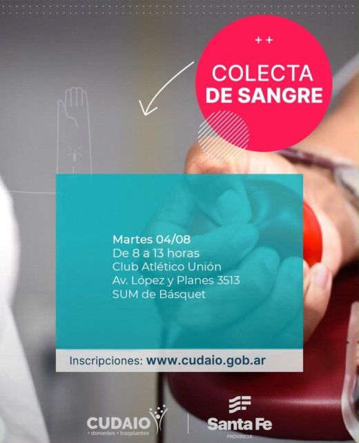 El Club Atlético Union realiza una colecta de sangre junto a CUDAIO