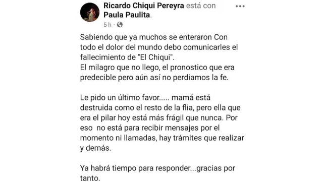 Dolor por la muerte de Ricardo Chiqui Pereyra, la voz emblemática del tango argentino
