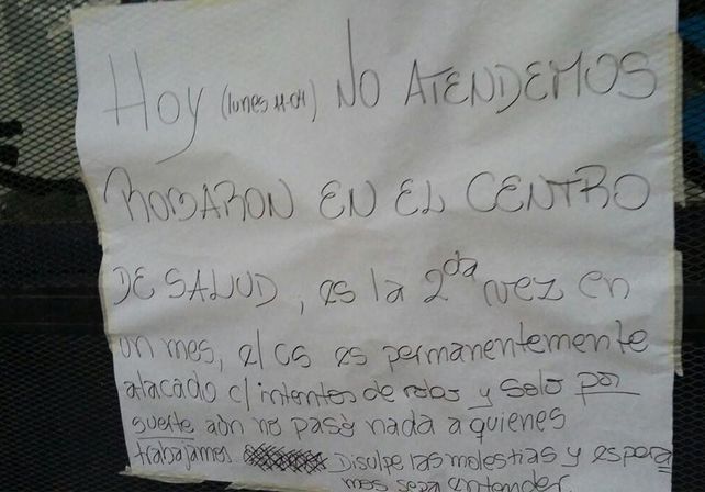 Por segunda vez en un mes, robaron el centro de Salud de Bº San Martín