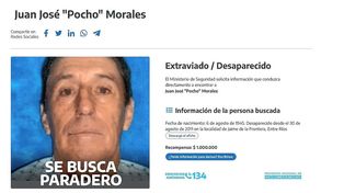 Caso Pocho Morales: elevan la recompensa a 1 millón de pesos